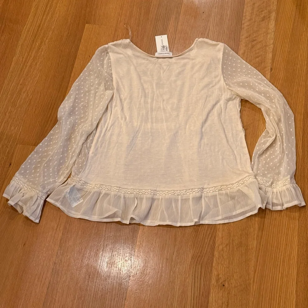 VINTAGE AMERICA brand Ivory Lacey Blouse Size Medium New With Tags Cottagecore - Picture 2 of 7